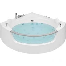 Beliani - Baignoire d'Angle Acrylique hydromassage Jets Appui-Tête 136 cm Blanche Mangle