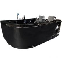 Eliteshopping - Baignoire Balnèo Noir 170 x 115 cm pour deux personnes 15 jets – Black Dahlia