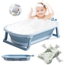 Baignoire Bébé Couronne Pliante Avec Coussin Antidérapant, Tapis De Bain Détachable - 36l/bouchon De Vidange/tpe Pour 0-6 Ans Bébé