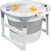 Dazhom - Baignoire Bébé Pliable Pour 24 Mois-10 Ans Enfants Portable Baignoire Avec Température Bouchon De Vidange Gris