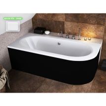 Otitec - Baignoire d'Angle - avec Tablier Noir Mat et Repose Tête offert avita 160x75 - Gauche - Noir