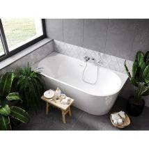 Baignoire d'angle gauche blanc avec bonde graphite 170x80 zoya