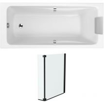 Pack baignoire droite 170 x 70 Jacob Delafon Odéon up + pare bain 2 volets noir mat
