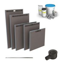 Wedi - Receveur à carreler Fundo Riolito Neo + barrette de finition + bonde horizontal + kit d'étanchéité 120 x 100 cm
