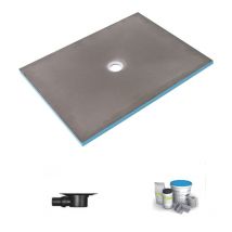 Receveur de douche à carreler 120 x 90 WEDI Fundo Primo rectangle écoulement centré + bonde horizontale + kit d'étanchéité