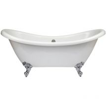 Legend - Baignoire Îlot Double Dos Pieds Pattes d'Aigle Chromé 175cm x 73cm - Hudson Reed