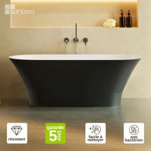 Baignoire îlot glit en Minéral Composite Noir et Blanc Brillant L157l69H55 - sanizéo by Lavaberg