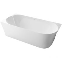 Bernstein - Baignoire d'angle semi-îlot acrylique salle de bain montage à gauche - Blanc brillant - nova slim line -170 x 78 cm