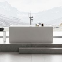 Bernstein - Baignoire îlot rectangulaire verona en acrylique sanitaire blanc - 170 x 80 x 60 cm - robinetterie en optionSans siphon, Avec robinet