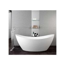 Bernstein - Baignoire îlot ovale moderne en acrylique pour salle de bain, isolation thermique et anti-décoloration - Blanc mat - 173x73x75cm - siena