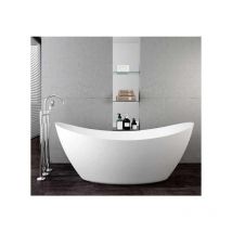 Bernstein - Baignoire îlot ovale moderne en acrylique pour salle de bain, isolation thermique et anti-décoloration - Blanc mat - 173x73x75cm - siena