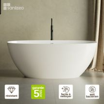 Baignoire îlot vind en Minéral Composite Blanc Brillant L167l80H63 - sanizéo by Lavaberg