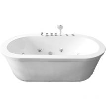 Baignoire ilôt hydromassage ovale blanche 10 jets – Perlie