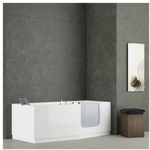Novellini - Baignoire iris pour personnes âgées avec cadre de robinetterie et 2 panneaux