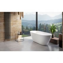 Baignoire îlot blanc brillant avec bonde blanc moya 160x68