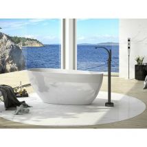 Baignoire îlot blanc brillant avec bonde dorée goya 160x70