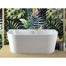Otitec - Baignoire asymétrique blanc brillant avec bonde graphite vica 150x80