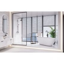 Baignoire îlot blanc mat avec bonde graphite moya 160x68
