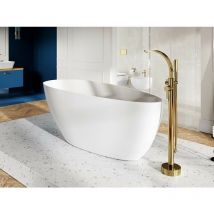 Otitec - Baignoire îlot blanc mat avec bonde noir goya 142x62