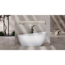 Baignoire îlot blanc mat avec bonde noir keya 165x70