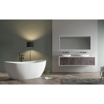 Baignoire îlot ovale moderne en fonte minérale pour salle de bain, isolation thermique - Blanc - 180x85x64cm - hawaii stone - Option au choix Sans