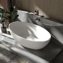 Bernstein - Baignoire îlot ovale moderne en fonte minérale pour salle de bain, isolation thermique - 176x103x55cm - relax - Coloris et options au