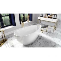 Baignoire îlot blanc brillant avec bonde chrome goya a-line 170x80