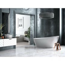 Baignoire îlot chrome Glam avec bonde chrome keya 165x70
