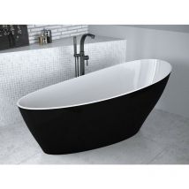 Baignoire îlot noir mat avec bonde chrome keya 165x70