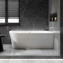 Bernstein - Baignoire d'angle design acrylique pour salle de bain, isolation thermique - montage droite - Blanc - nova slim line - Dimensions et