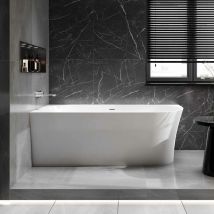 Bernstein - Baignoire d'angle design acrylique pour salle de bain, isolation thermique - montage gauche - Blanc - nova slim line - Dimensions et