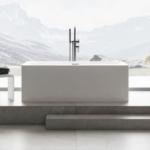 Bernstein - Baignoire îlot onda en acrylique sanitaire blanc brillant - 170 x 78 x 58 cm - robinetterie en option Avec siphon, Blanc brillant, Avec