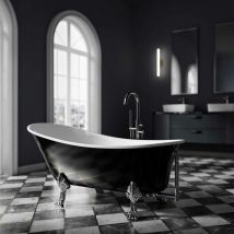 Baignoire îlot sabot sur pieds design en acrylique pour salle de bain- Garantie 5 ans - Noir/Blanc mat - 176x71x77cm - paris -Avec robinet mitigeur