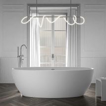 Bernstein - Baignoire îlot terra en acrylique sanitaire blanc brillant ou blanc mat - 186 x 88 cm - robinetterie en optionSans robinet mitigeur, Sans