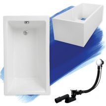 Baignoire Rectangulaire 120x70 avec support en polystyrène, Siphon de bain et pieds (support) - Set 4en1 - Fabriqué en ue Badland capri