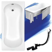 Baignoire Rectangulaire 140x70 avec des panneaux en polystyrène, Siphon de bain et pieds (support) - Set 4en1 - Fabriqué en ue Badland aria