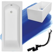 Baignoire Rectangulaire 140x70 avec support en polystyrène, Siphon de bain et pieds (support) - Set 4en1 - Fabriqué en ue Badland shea