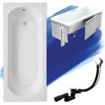 Baignoire Rectangulaire 150x75 avec des panneaux en polystyrène, Siphon de bain et pieds (support) - Set 4en1 - Fabriqué en ue Badland intrica slim