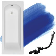 Baignoire Rectangulaire 160x70 + appui-tête + planche en bambou, Siphon de bain et pieds (support) - Set 5en1 - Fabriqué en ue Badland shea