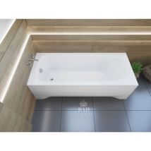 Badland - Baignoire Rectangulaire 160x75 avec tablier en acrylique, Siphon de bain et pieds (support) - Set 4en1 - Fabriqué en ue medium