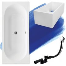 Baignoire Rectangulaire 160x75 avec support en polystyrène, Siphon de bain et pieds (support) - Set 4en1 - Fabriqué en ue Badland vitae slim