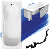 Baignoire Rectangulaire 170x70 avec des panneaux en polystyrène, Siphon de bain et pieds (support) - Set 4en1 - Fabriqué en ue Badland majka