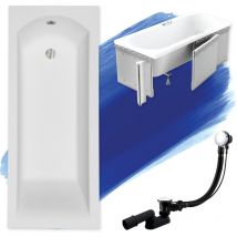 Baignoire Rectangulaire 170x70 avec des panneaux en polystyrène, Siphon de bain et pieds (support) - Set 4en1 - Fabriqué en UE - BADLAND SHEA SLIM