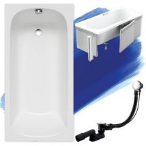 Baignoire Rectangulaire 170x75 avec des panneaux en polystyrène, Siphon de bain et pieds (support) - Set 4en1 - Fabriqué en ue Badland classic