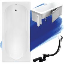 Baignoire Rectangulaire 190x80 avec des panneaux en polystyrène, Siphon de bain et pieds (support) - Set 4en1 - Fabriqué en ue Badland bona