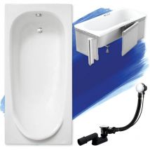 Baignoire Rectangulaire 190x80 avec des panneaux en polystyrène, Siphon de bain et pieds (support) - Set 4en1 - Fabriqué en ue Badland medium