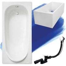 Baignoire Rectangulaire 190x80 avec support en polystyrène, Siphon de bain et pieds (support) - Set 4en1 - Fabriqué en ue Badland medium