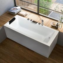 Baignoire rectangulaire à encastrer et coussin résine fibre de verre Lombok
