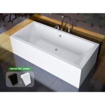 Otitec - Baignoire rectangulaire - avec Tablier Blanc et Repose Tête offert quadro 175x80 - Blanc