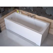 Baignoire rectangulaire blanche + tablier + repose tête - optima - 140 x 70